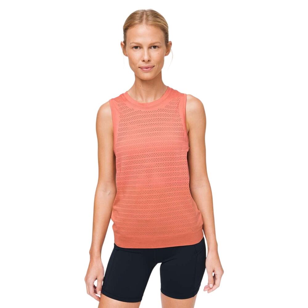 Lululemon Breeze By Muscle Tank Cooper Clay Size 6 Vent Mesh Run Gym $58
